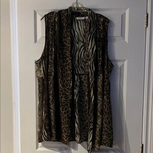 Susan Graver Leopard and Zebra Print Vest - Brown and Black